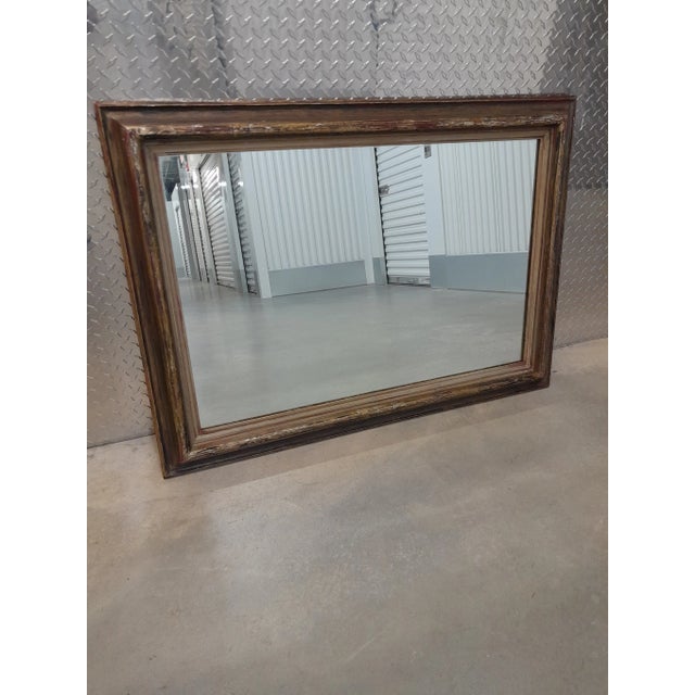 Wood Large Early 20th Century Mirror With Multi Colored Distressed Finish For Sale - Image 7 of 8