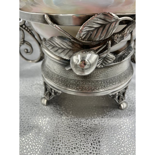 Late 19th C Silverplate Brides Basket With Ruffled Edge Confetti Bowl For Sale - Image 4 of 12