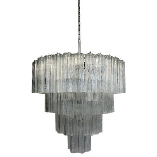 Huge Vintage Murano Glass Tiered Chandelier 78 Glasses, 1990s For Sale