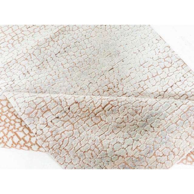 Textile Modern Cracked Ground Design Hand-Knotted Silk Runner by Doris Leslie Blau For Sale - Image 7 of 8