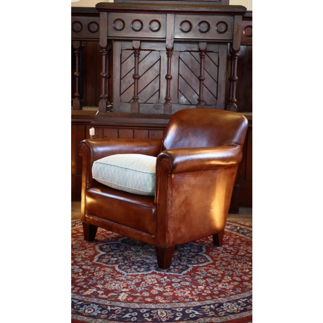Tan Burlington Library Club Fireside Armchair in Leather from Laura Ashley, 2010s For Sale - Image 8 of 18