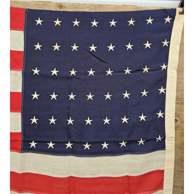 Vintage 48 Star American Flag Cotton Sewn Wwii Wwi & Korea Americana Banner 46 X 74 For Sale In Los Angeles - Image 6 of 17