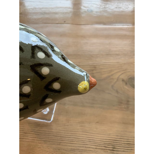 Ceramic Les Céramiques De Lussan Grey and White Ceramic Cailles (Quails) by Heidi Caillard, a Pair For Sale - Image 7 of 8