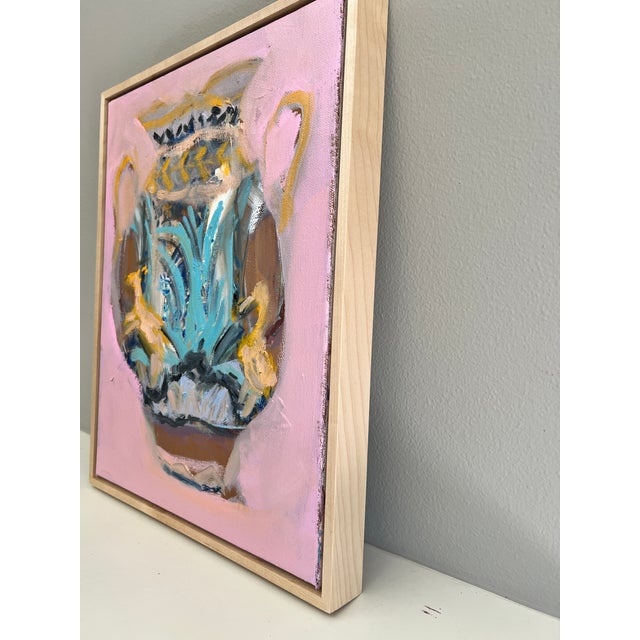 "Terra Cotta Vase With the Yellow Horse" a Framed Original Painting by Shann Spishak For Sale - Image 4 of 6