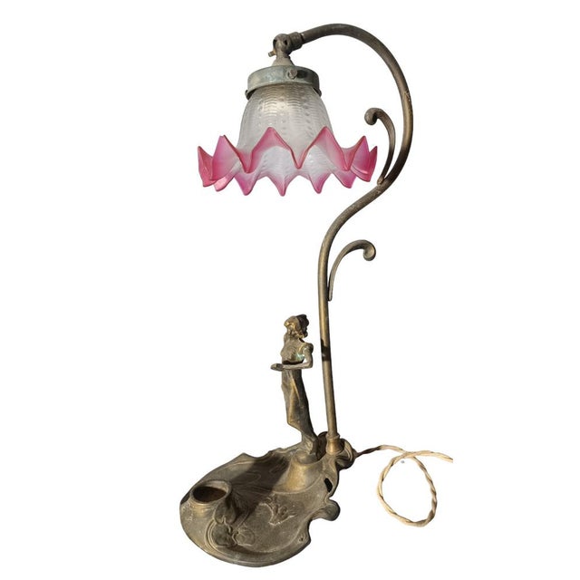 Gold Vintage Modernist Bronze Lamp For Sale - Image 8 of 9