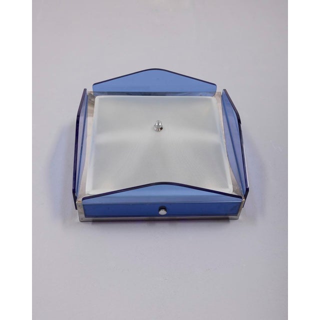 Vintage Italian Blue Glass Ceiling Lamp, 1970s For Sale - Image 12 of 12