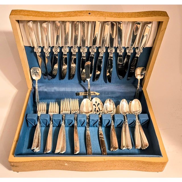 Mid 20th Century Complete 12 Places Settings Plus Extras South Seas Art Nouveau Silverplate Flatware - Set of 73 For Sale - Image 5 of 16