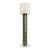 Handcrafted Ceramic Floor Lamp in Green Glaze With Linen Lampshade For Sale