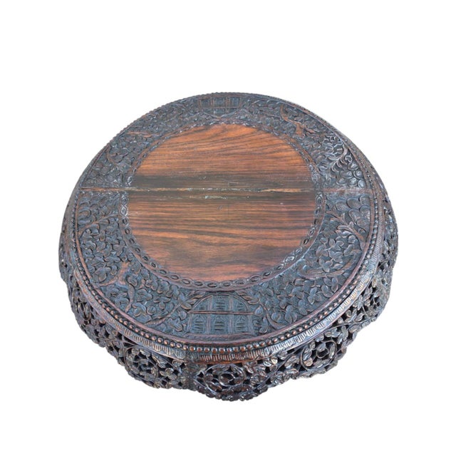 19th Century Heavily Carved Rosewood Side Table/Center Table; Made in Burma. For Sale - Image 14 of 18