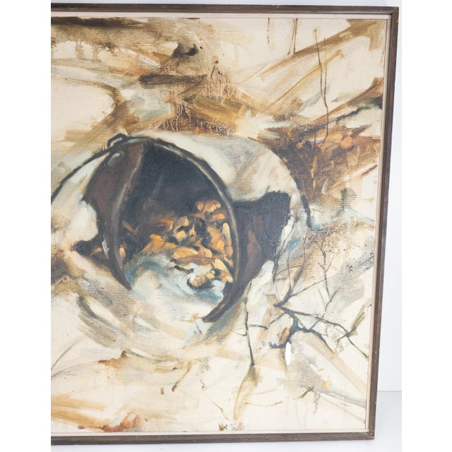 Mid Century Fall Theme Abstract Painting For Sale - Image 4 of 7