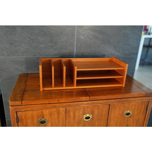 Brown MCM Teak Desk Organizer Designed by by Georg Petersens for Pedersen and Hansen Made in Denmark. For Sale - Image 8 of 10