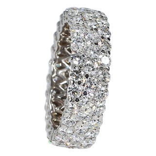 Platinum Three-Row Pavé Diamond Ring (~7.75cttw) - Size 8 For Sale
