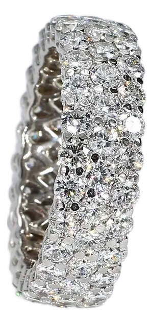 Platinum Three-Row Pavé Diamond Ring (~7.75cttw) - Size 8