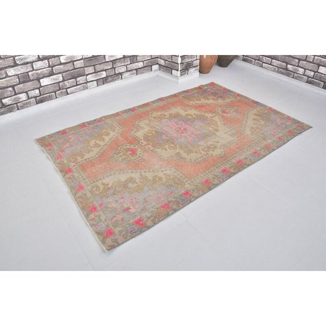 1950s Apricot Colour Oushak Vintage Rug For Sale - Image 5 of 10