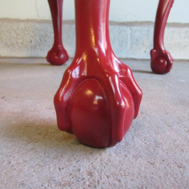 1970s Vintage Red on Red Chippendale Style Stool For Sale In New York - Image 6 of 8