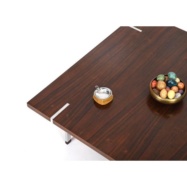 Large Square Coffee Table in Rosewood and Chrome from Pizzetti, Italy, 1970s For Sale - Image 14 of 18