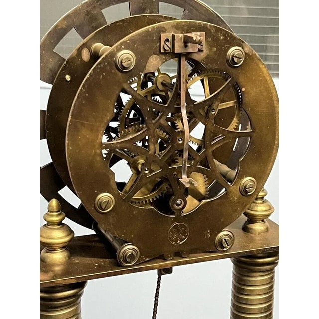 Large Skeleton Clock with Case and Key For Sale - Image 10 of 11