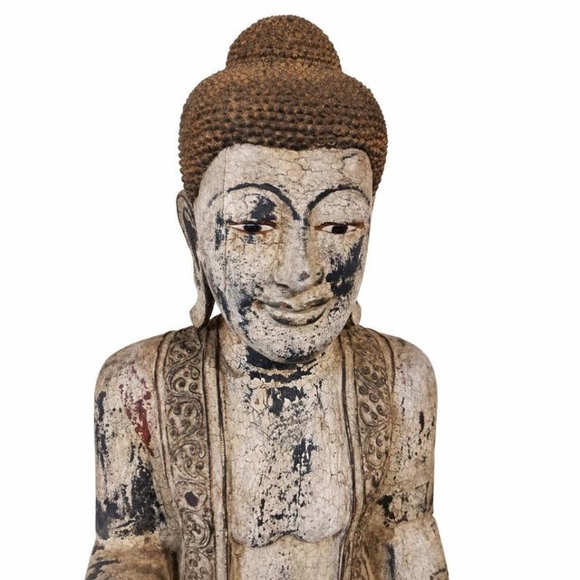 Myanmar School, Buddha Sculpture, 1800s, Wood For Sale - Image 3 of 9