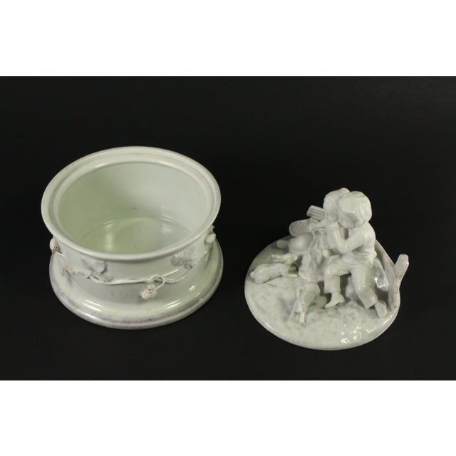Ceramic C. 1830-40 Biedermeier German Porcelain Figural Box With Kids & Bunnies For Sale - Image 7 of 17