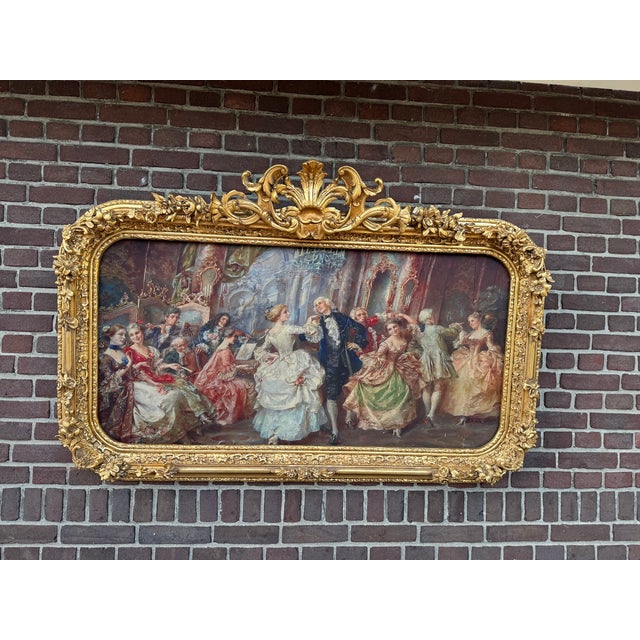 1960s Italian Rococo Gold Beech Textile Wall Art Panel For Sale - Image 12 of 12