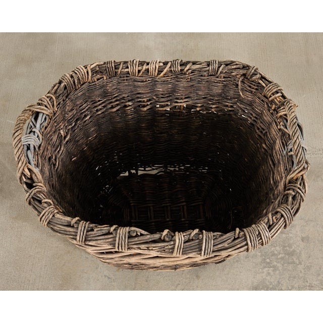 Large Rustic French Provincial Wine Harvest Basket For Sale - Image 4 of 18
