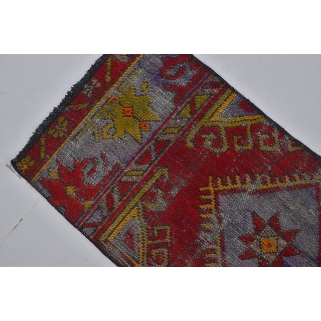 Turkish Small Vintage Handknotted Door Mat Rug For Sale - Image 3 of 8