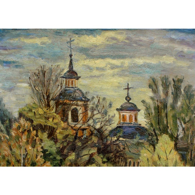 1990s Cathedral of the Pacific Landscape, II Impressionist Style Oil Painting For Sale - Image 4 of 5