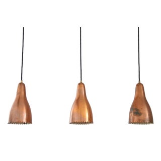 Copper Pendant Lights by Bent Karlby for Lyfa, 1950s, Set of 3 For Sale