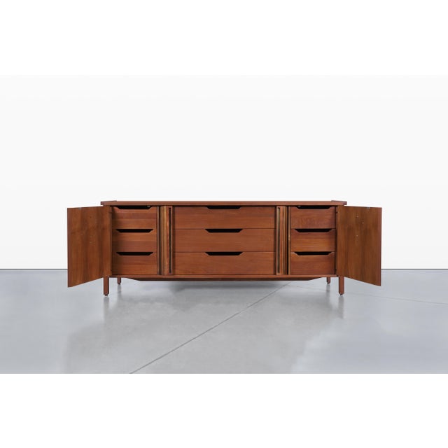 Vintage Walnut Tambour Door Credenza by Bert England for John Widdicomb For Sale - Image 12 of 15