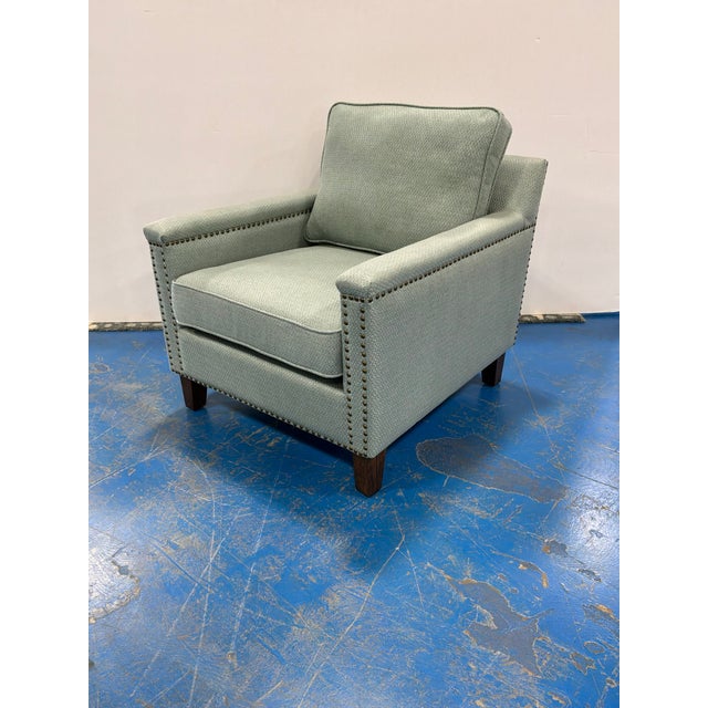 Textile Uttermost Light Teal Club Chairs - Pair. For Sale - Image 7 of 8