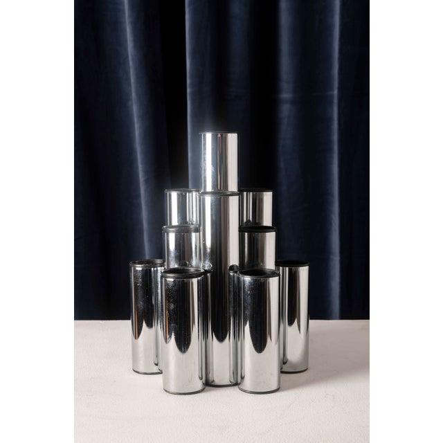 Mid-Century Modern Space Age Vases in Chromed Metal, Europe, 1970s, Set of 3 For Sale - Image 3 of 18