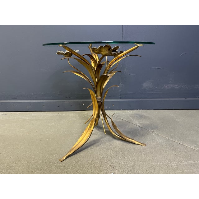 Vintage Gilt Metal Flower Side Table, 1960s For Sale - Image 9 of 9
