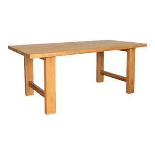 1970s French Elm Dining Table Attributed to Maison Regain For Sale