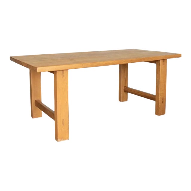 1970s French Elm Dining Table Attributed to Maison Regain For Sale