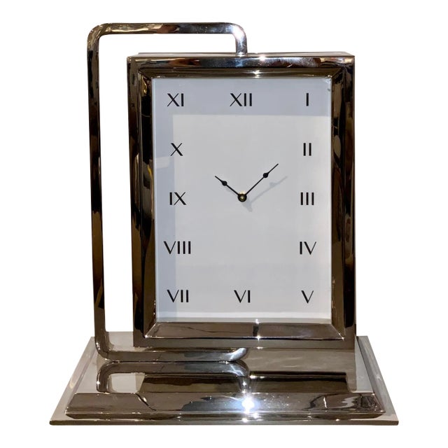 Global Views Time to Reflect Polished Nickel Clock For Sale