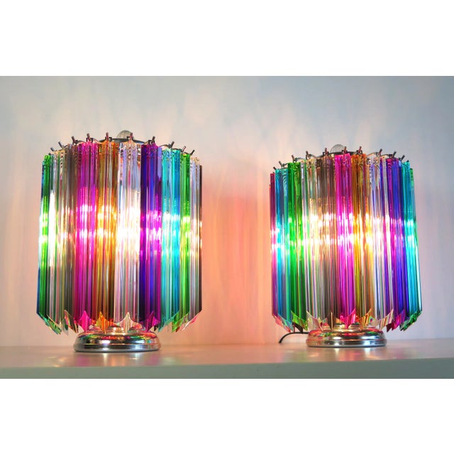 1990s Multicolor Quadriedri Table Lamps Mariangela Model, 1990, Set of 2 For Sale - Image 5 of 13