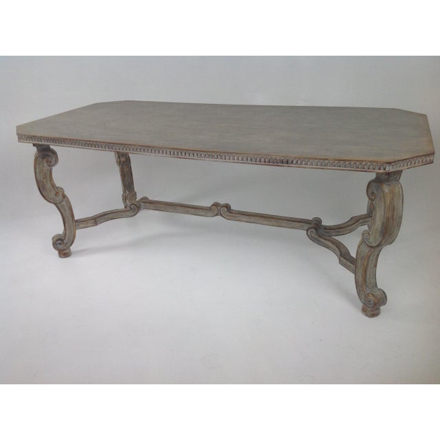 Wood Custom Shabby Chic Dining Table With Custom Finish For Sale - Image 7 of 7