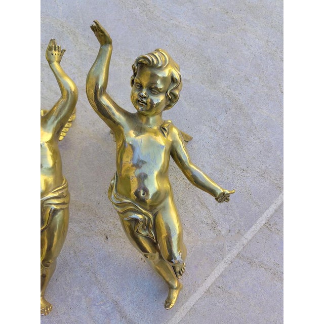 Antique Golden Ceramic Putti, 1800s, Set of 2 For Sale - Image 6 of 16