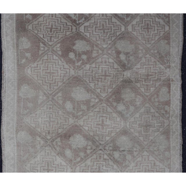 Measures: 3'2 x 5'6 Vintage Turkish Oushak Rug with Subtle Geometric and Floral Motifs 3'2 x 5'6. Keivan Woven Arts /...