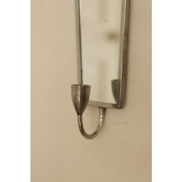 Silver Mid-Century Modern Swedish Pewter Sconces with Mirror, Set of 2 For Sale - Image 8 of 18