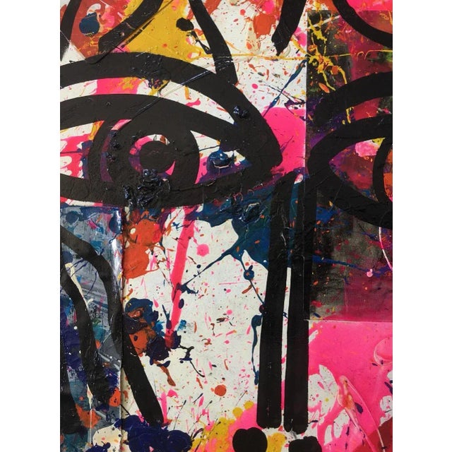 1980s Peter Keil, Large Abstract Face Mixed-Media Painting, 1980s For Sale - Image 5 of 9