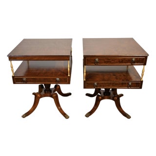 1930 Regency Neoclassical Style Mahogany TwoTier EndTables Schmieg & Kotzian For Sale