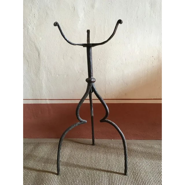 14th Century Medieval Black Wrought Cast Iron Tripod Pedestal, Italy For Sale - Image 3 of 11