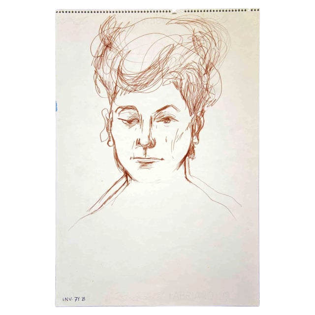 Leo Guida, Portrait, Original Drawing, 1970s For Sale