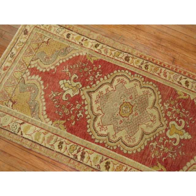 Soft Red Vintage Turkish Small Runner For Sale - Image 4 of 18