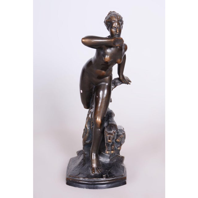 1930s Vintage Art Deco Sculpture in Ceramic and Bronze by Jan Lichtág, 1930s For Sale - Image 5 of 12