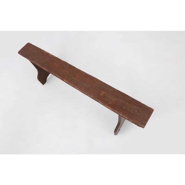 Mid-Century Modern Rustic Bench in Brown Painted Wood, France, 1890s For Sale - Image 5 of 11