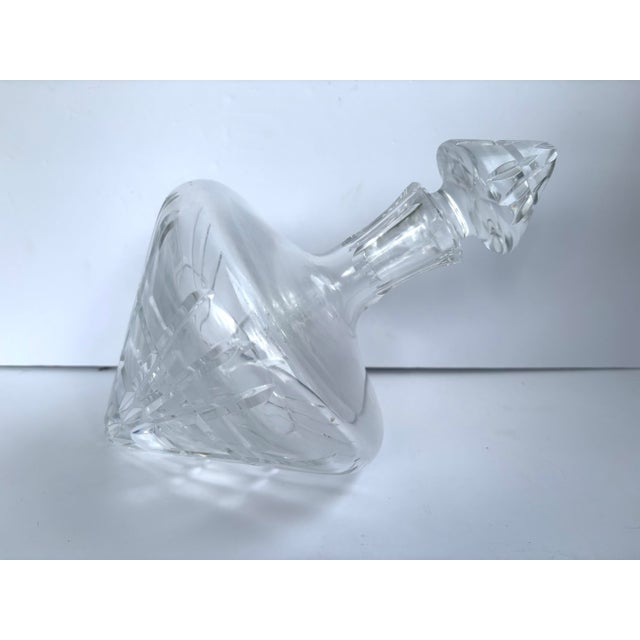 Mid 20th Century Sculptural Cut Crystal Tilted Decanter With Stopper, Attributed to Marquis by Waterford Omega For Sale - Image 5 of 8