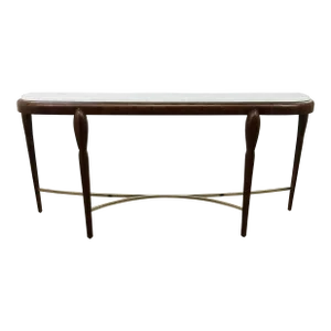 Theodore Alexander Modern Sycamore and White Marble Origins Console Table