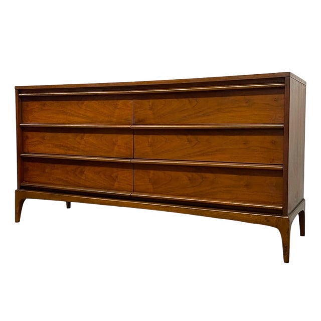 Brown Vintage Mid Century Modern Solid Walnut Credenza Dovetail Drawers. For Sale - Image 8 of 11